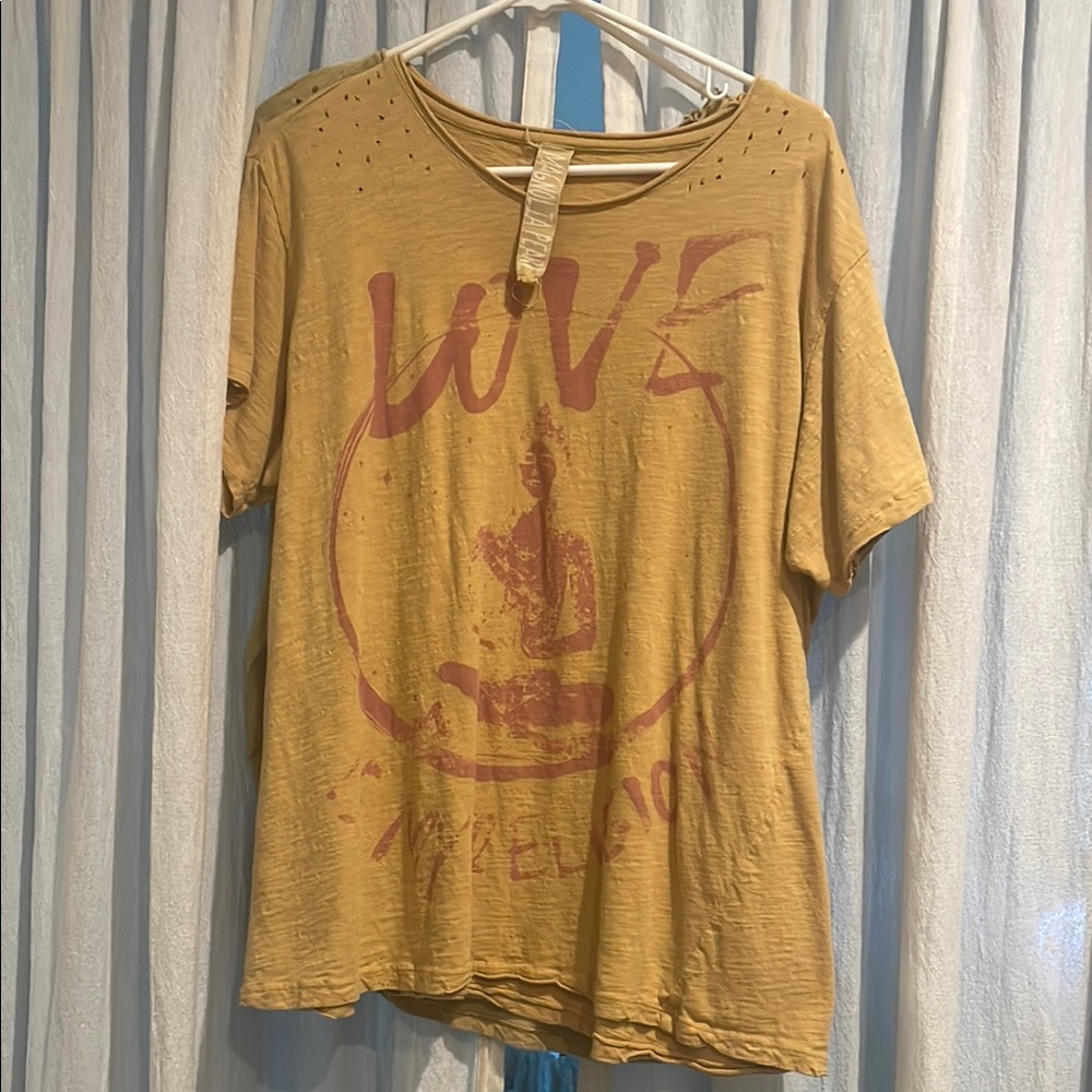 Magnolia Pearl Mustard Yellow Tee with Red Graphic